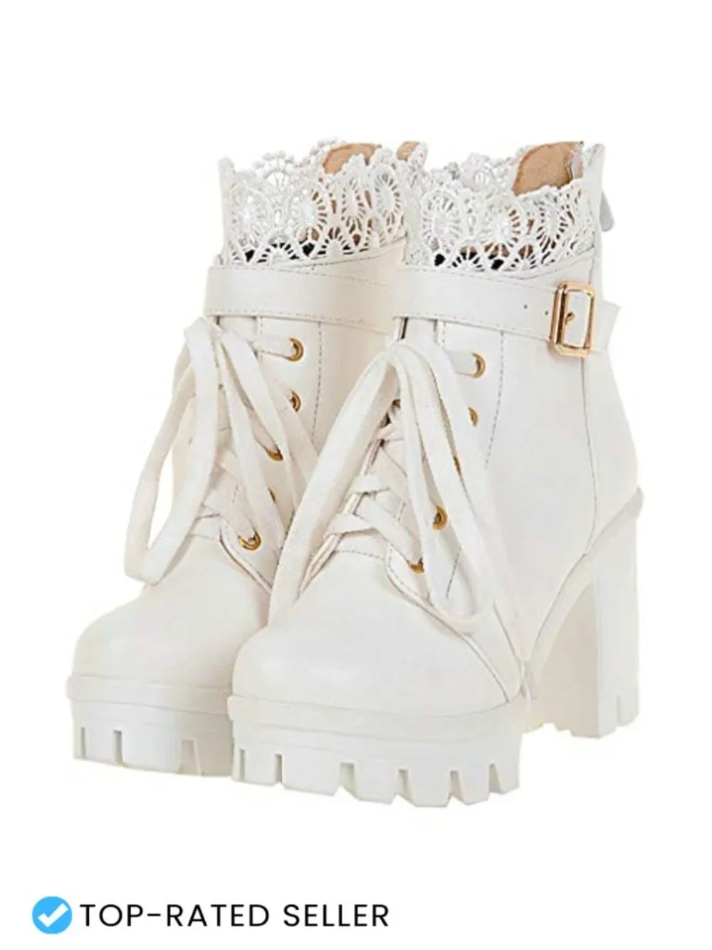Chunky Platform Ankle Boots High Heel Lace Up Gothic Sweet Bootie